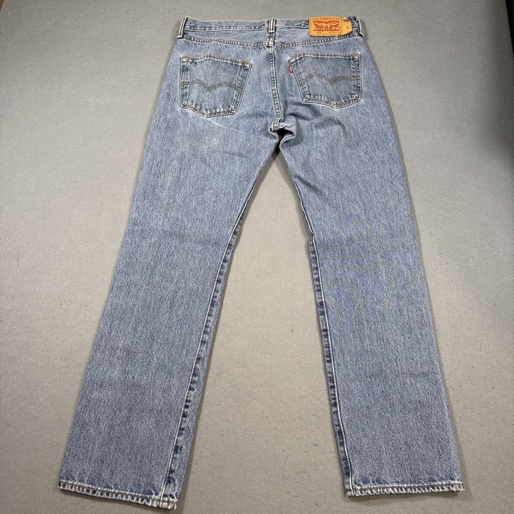 Levis 501 Mens Jeans Button Fly Blue Denim Straight Leg W32/32 Red Tab - Picture 5 of 7